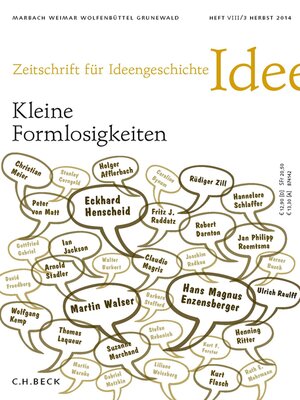 cover image of Zeitschrift für Ideengeschichte Heft VIII/3 Herbst 2014
